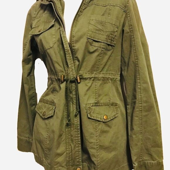 New Look Utility Cargo Hooded Jacket Army Green Medium - Picture 7 of 11